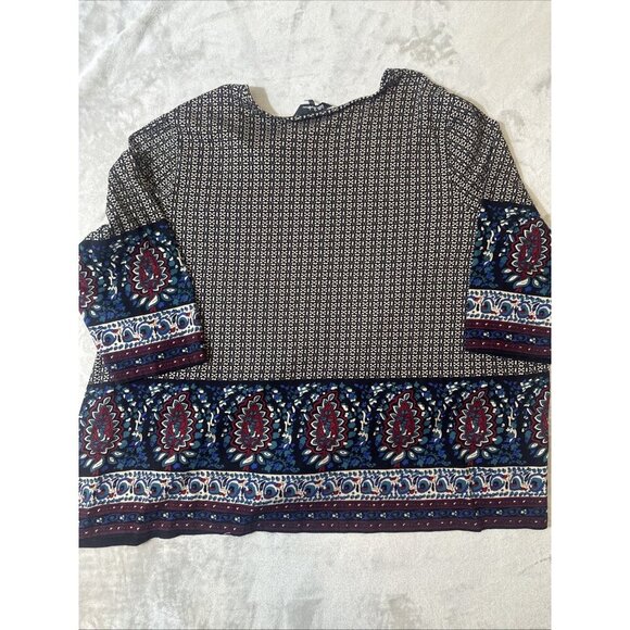 Ulla Popken Boho Paisley Print Tunic Top Size 32/34 (3X) V-Neck 3/4 Sleeve - Picture 12 of 13